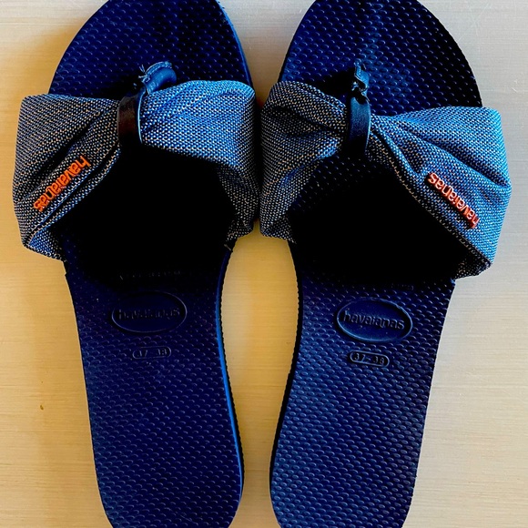 Havaianas Shoes - Havaiavanas You St. Tropez Shine Sandals Denim Blue Size 7/8 (37/38)